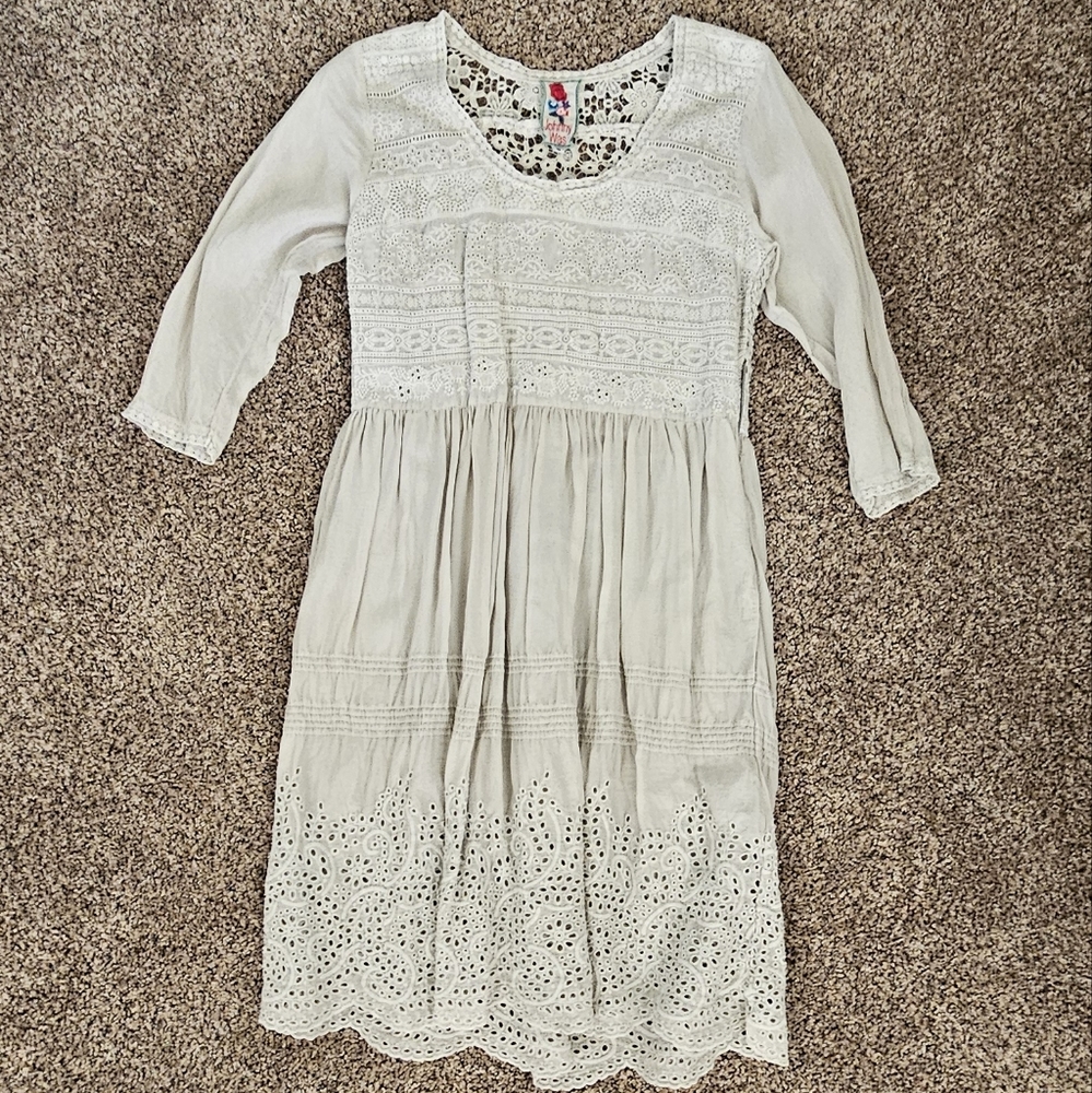 Woman's Johnny Was, Gray Dress w/ Slip, Size Small